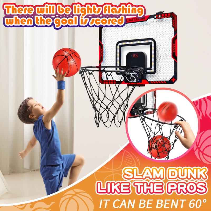 Mini Basketball Hoop Indoor - Electronic Scoreboard & 3 Balls, Great Basketball Toy