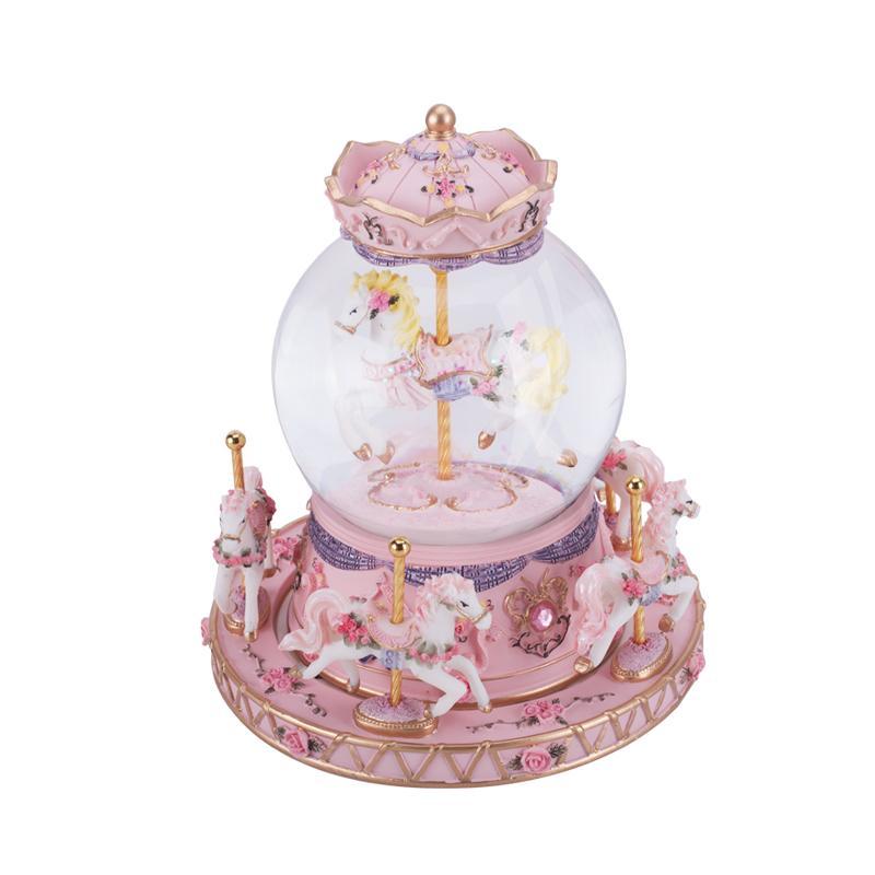 Cute Carousel Design Music Box with 3 LR44 Batteries, Battery Powered Music Box with Color Change LED Light, Home Ornaments, Room Decoration, Birthday Gift