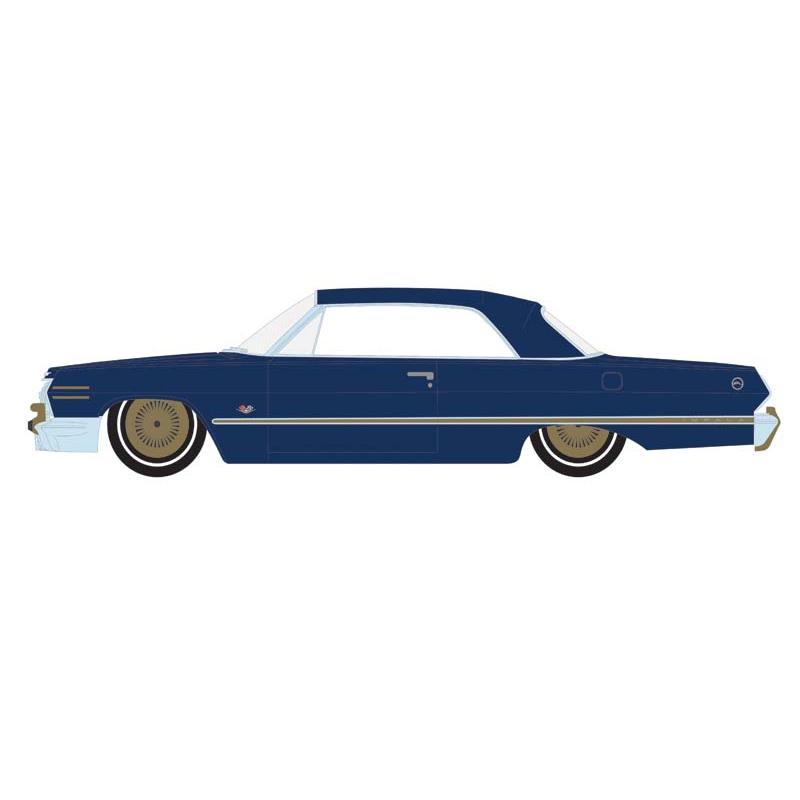 1963 Chevrolet Impala – Dark Blue and Gold (California Lowriders Series 5) Diecast 1:64 Scale Model - Greenlight 63060C