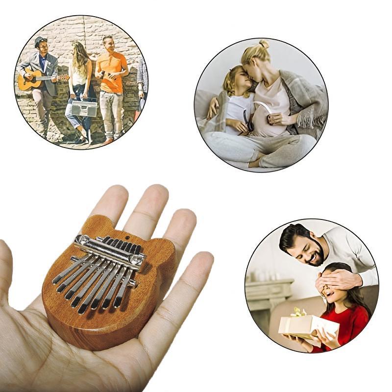 Mini Wooden Kalimba, Portable 8-Key Mini Kalimba, Exquisite Finger Thumb Piano, Marimba Musical Good Accessory Pendant Gift, Christmas Gift