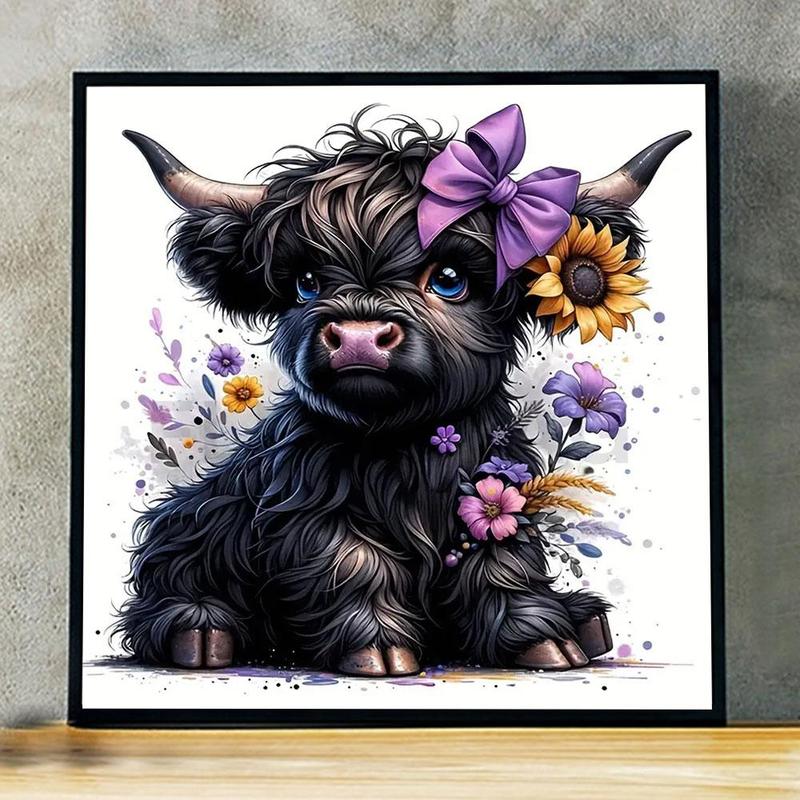 Cow Pattern DIY Diamond Arts Colorful Painting Kit without Frame, DIY 5D Diamond Arts Colorful Painting Kit, Wall Art Decor for Home Living Room Bedroom