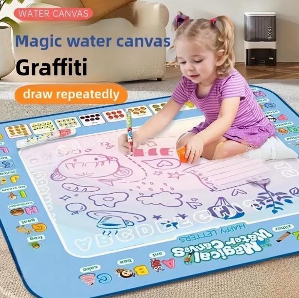 Reusable Magic Doodle Mat and Water Drawing Canvas - Mess-Free Art Painting Play for 3-8 Years, Washable Drawing Board with Alphabet and Numbers, Portable Creative Toy