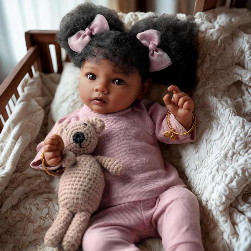 [IN STOCK] Lifelike Reborn Baby Dolls Daisy Black Girl- 20 Inch Soft Body Realistic-Newborn Baby Dolls Handmade Real Life Baby Dolls with Clothes and Toy Gift for Kids Age