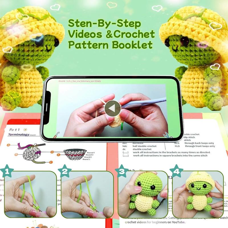 Crochet Kit for Beginners, Woobles Crochet Kit with Step-by-Step Video Tutorials, Wobbles Crochet Animal Kit