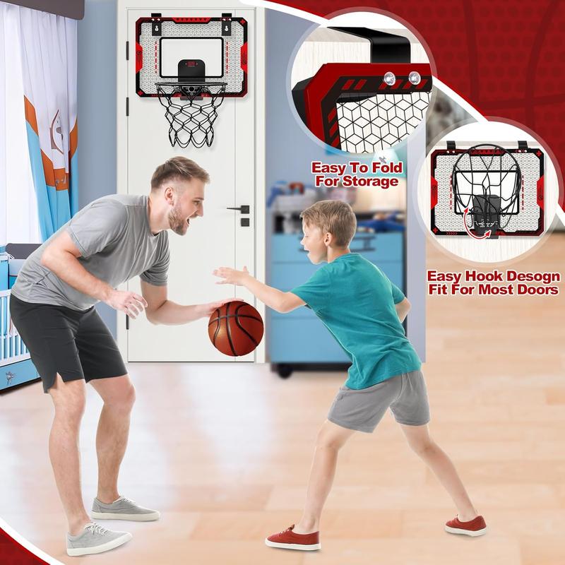 Basketball Hoop Indoor for 5 6 7 8 9 10+ Year Old Boys Kids, Mini Basketball Hoop with Electronic Scoreboard Over The Door, Sport Toys Birthday Gift