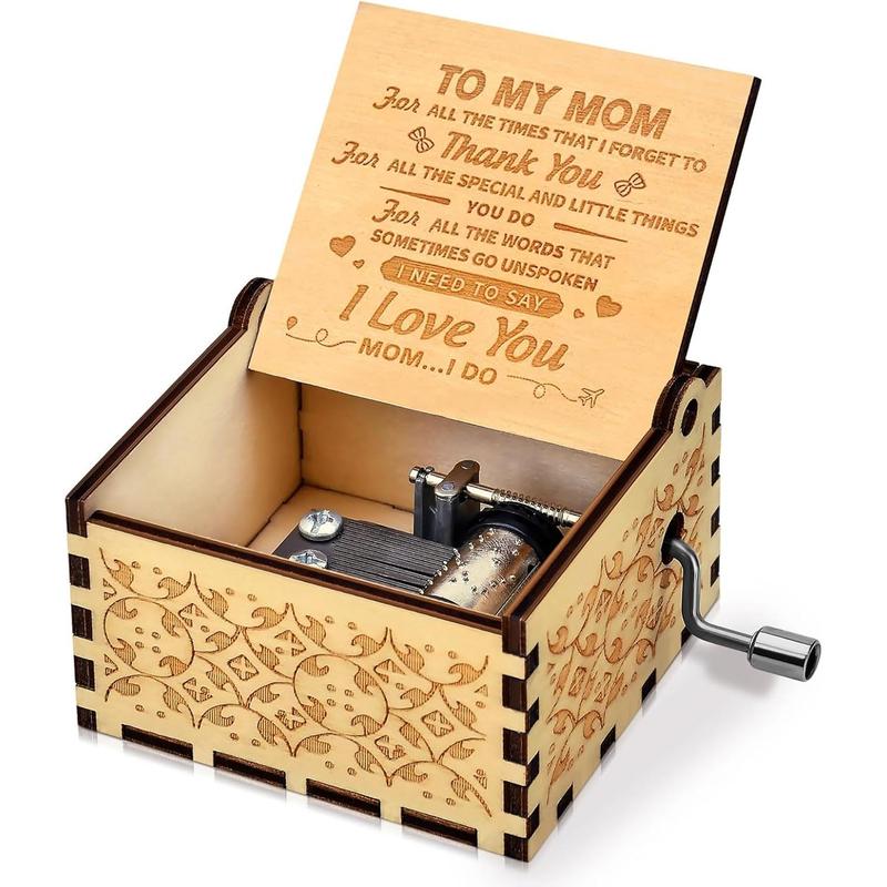 Birthday Gifts for Mom Wooden Crank Music Box Gift for Mom from Daughter Son Personalized Gifts for Womens Mom Gifts for Christmas Mothers Day