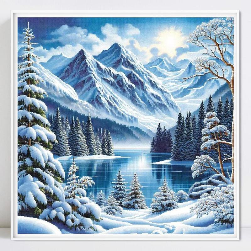 Snowy Mountain Pattern DIY Diamond Arts Colorful Painting Kit without Frame, DIY 5D Diamond Arts Colorful Painting Kit, Wall Art Decor for Home