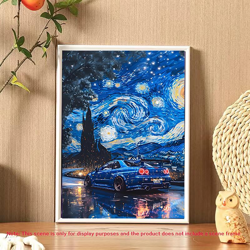 5D DIY Diamond Arts Colorful Painting Kit, Starry Night Mountain Pattern Diamond Arts Colorful Painting without Frame, Handmade Art Crafts for Home Decor