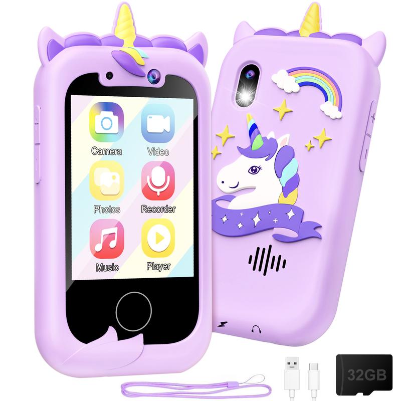 Kids Smart Phone Girls Toy: Christmas Birthday Gifts for Girls Age 3-10 -Working Real Play Cell Phone - Learning Phone (Purple) dual camera Unicorn