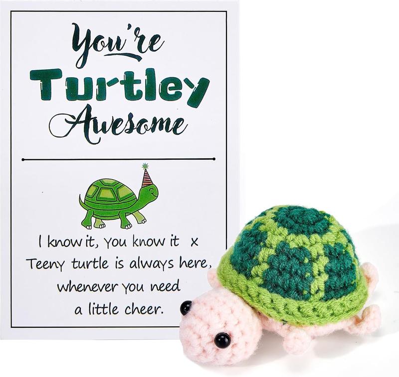 Knitted emotional support dolls, cute turtle sunflower knitted doll gift boxes, women's birthday gifts, mom's best friend, friend support gifts, funny and fun Valentine's Day gift table decorations, handmade emotional support, warm gifts knitted desktop