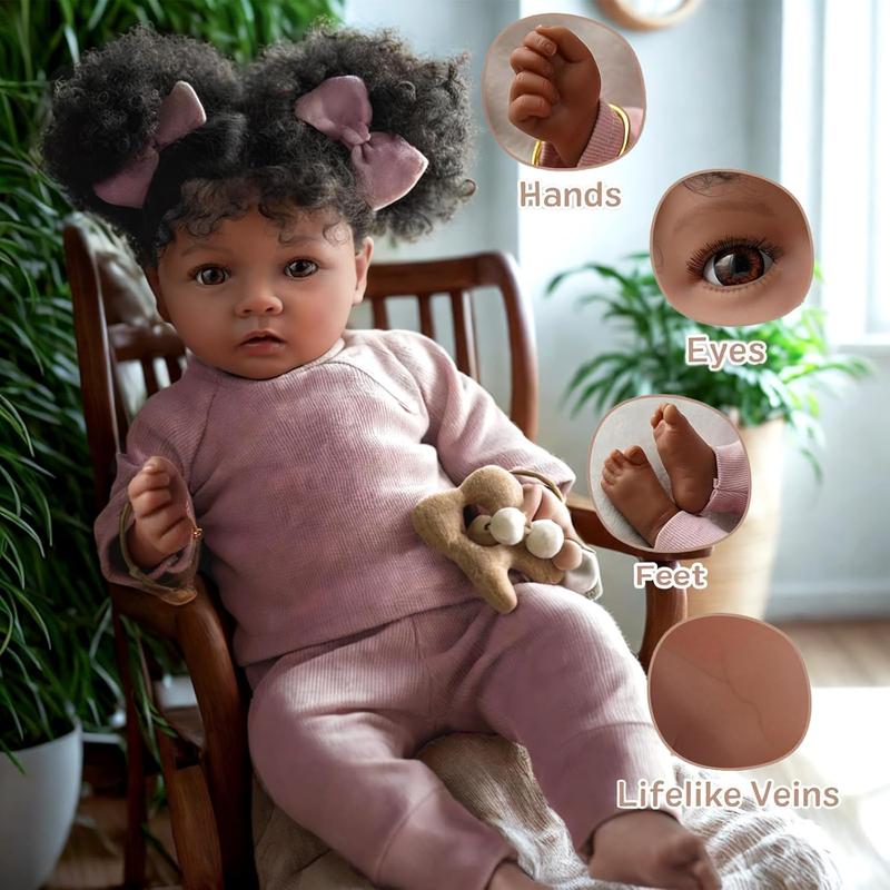 [IN STOCK] Lifelike Reborn Baby Dolls Daisy Black Girl- 20 Inch Soft Body Realistic-Newborn Baby Dolls Handmade Real Life Baby Dolls with Clothes and Toy Gift for Kids Age