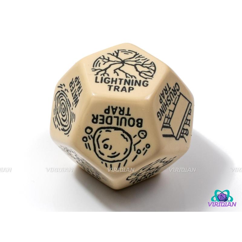 Trap Generator Die | Random Hazard and Danger Creation Dice, Giant 30mm | Acrylic Giant D12 (1)