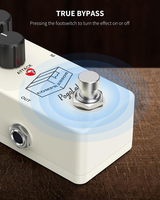 POGOLAB Compressor Pedal, Guitar Effect Pedal Compressor, Mini Compressor Pedal for Electric Guitar Bass, True Bypass