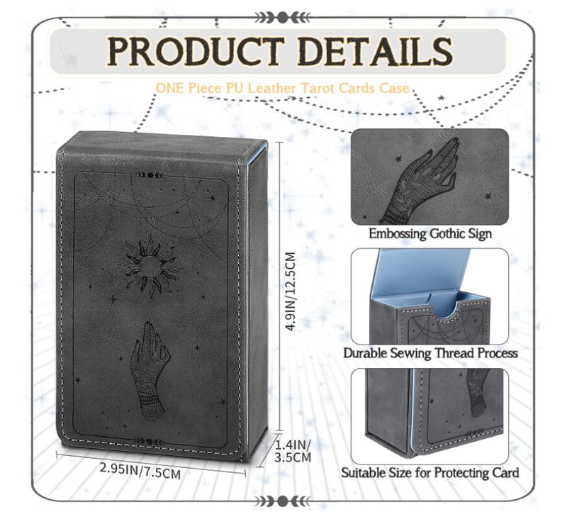 PU Leather Tarot Cards Case Moon Design Playing Holder Most Standard Size Playing Cards Gothic Oracle Cards (Sun Style)