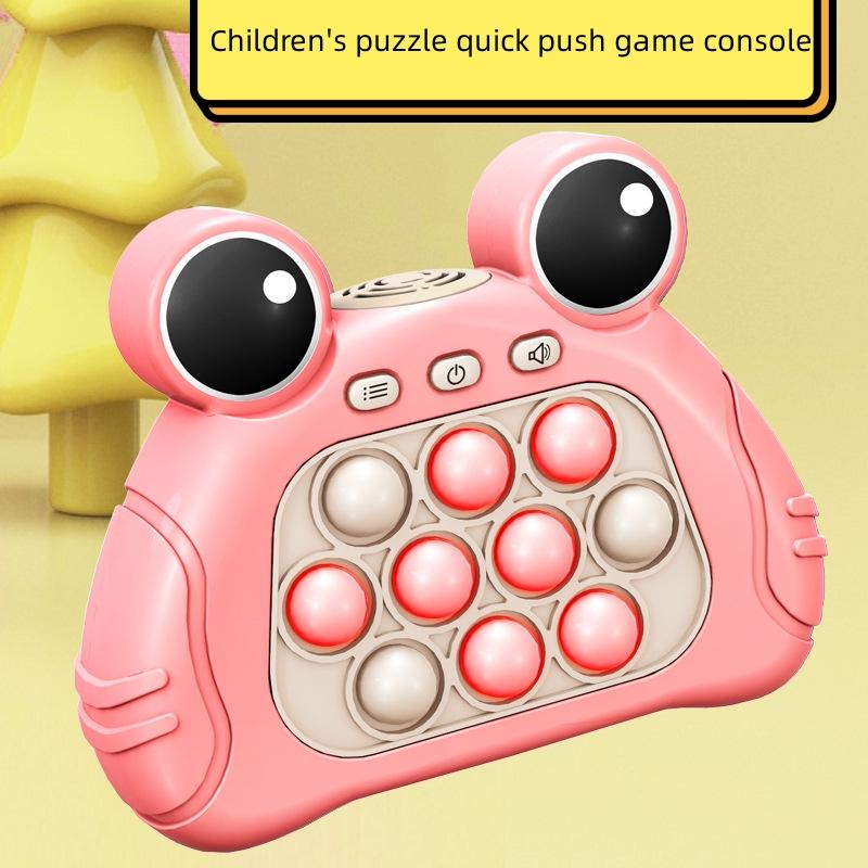 Green Frog Quick Push Console with Instant Sound Feedback Handheld Fast Speed Pushing Game Pop The Target Interactive Educational Sensory Fidget Toy