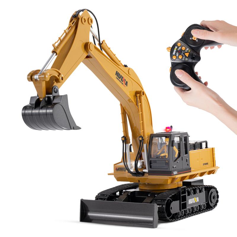 Large Remote Control Construction Vehicles (1:16 Excavator, 1:16 Bulldozer, 1:18 Loader, 1:18 dump truck). Educational toy gifts for boys and girls.