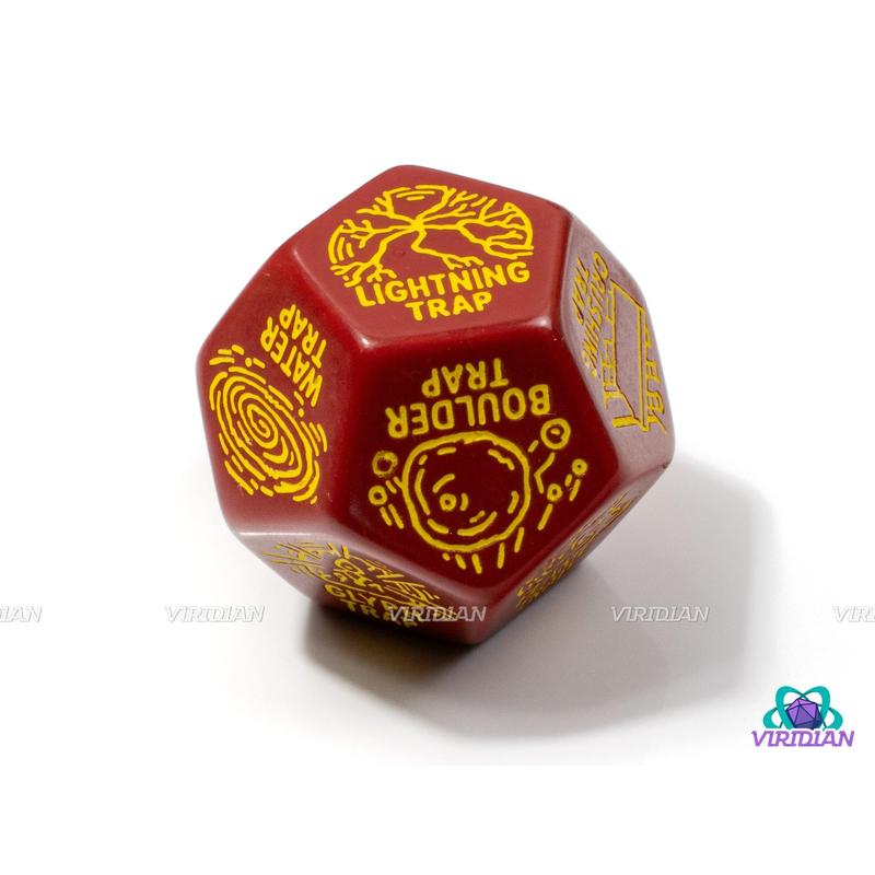 Trap Generator Die | Random Hazard and Danger Creation Dice, Giant 30mm | Acrylic Giant D12 (1)