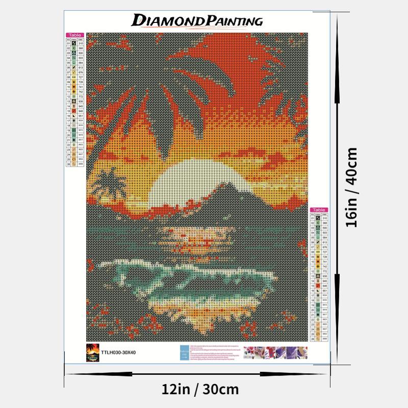 DIY 5D Diamond Painting Kit Without Frame, Sunset & Coconut Tree Pattern DIY Rhinestone Embroidery Set, Full Drill Diamond Painting By Number Kit