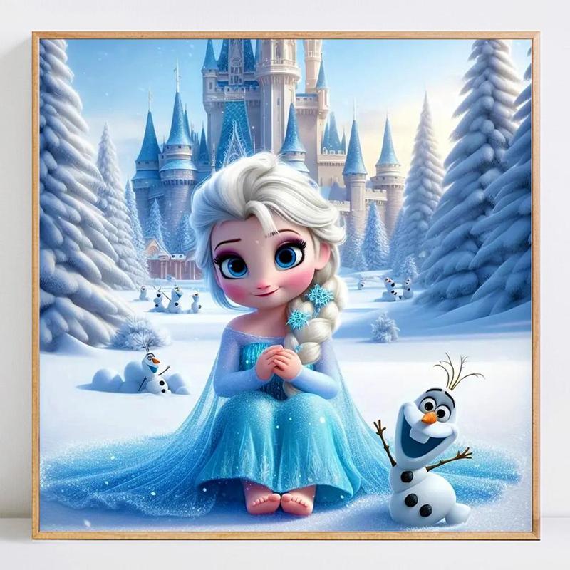 Disney Elsa Princess Pattern DIY Diamond Arts Colorful Painting Kit without Frame, 1 Set Diamond Arts Colorful Painting for Beginners, Handmade Gift