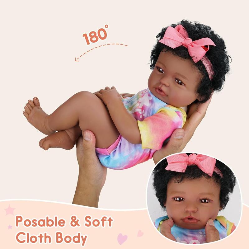 BABESIDE Lifelike Reborn Baby Dolls Black Girl - 20 Inch Cloth Body Brown Eyes - Realistic Newborn Real Life Baby Dolls with Clothes Accessories - Gift for Kids Age 3+