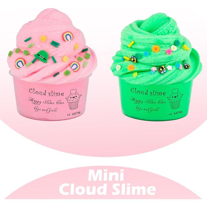 7 Pack Cloud Slime Kit with Strawberry and Pineapple Charms, Pre-Made Scented Cloud Slimes, Party Favor, Birthday Gift, Multi-Colored Stress Relief Toy for Girls and Boys