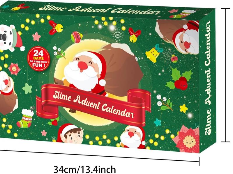 Christmas Gift Slime Advent Calendar 2024 - Christmas Countdown Calendars 24 Days of Surprises with Different Texture Slime and Toys Kit Funny Gifts