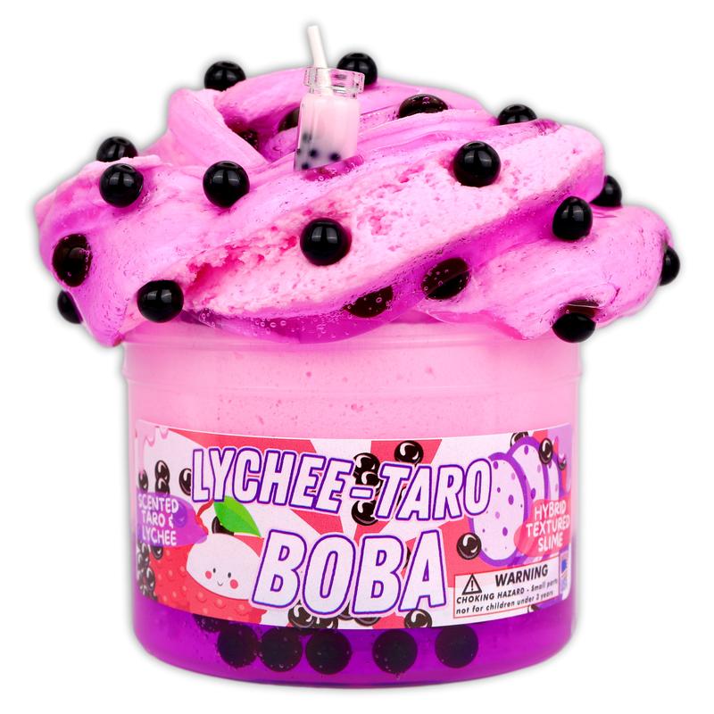 Dope Slimes - Lychee Taro Boba (8 fl oz) - Ice-Cream Hybrid Scented Slime - Made in The USA (Pink Purple)