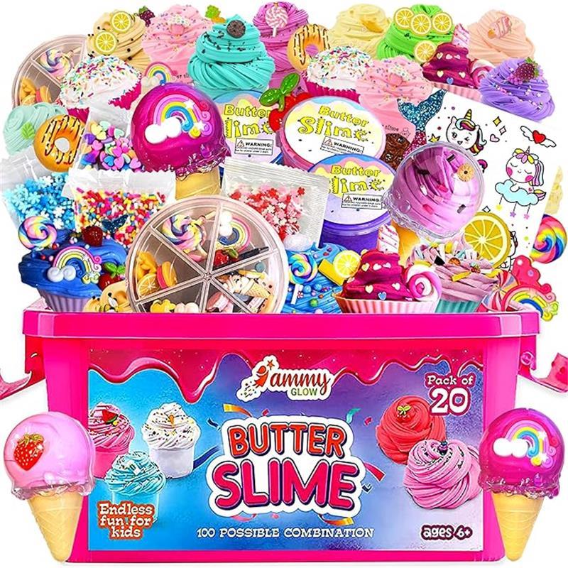 NEW 2024 SPRING SUMMER  SALE Children Day  Butter Slime Kit for Girls Ages 8-10-49 pcs w Organizer Box Filled w Slime Charms, Fruit- Ice Cream-Cup Cake & More- Birthday Gift for Boys Girls- Fidget Toys-Easter Basket Stuffer 2024s