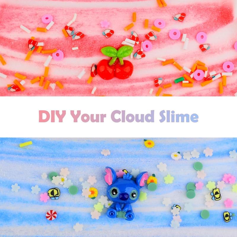 2 Pack Cloud Slime Kit, with Blue and Red Cherry Charms, Two-Tone Scented DIY Slime Pack for Girls and Boys, Birthday Gift, Party Favors, Christmas Surprise, Stress Relief Slime Toys for Kids