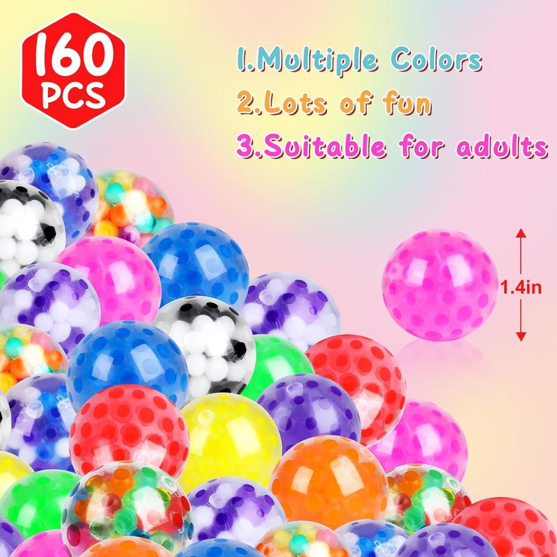 160 Pack Stress Balls for Adults, Bulk Squishy Ball, Sensory Stress Balls Set, Anti-Anxiety and Fidget Balls to Relax, Prize Box for Friends, Party Favors, Birthday Gifts