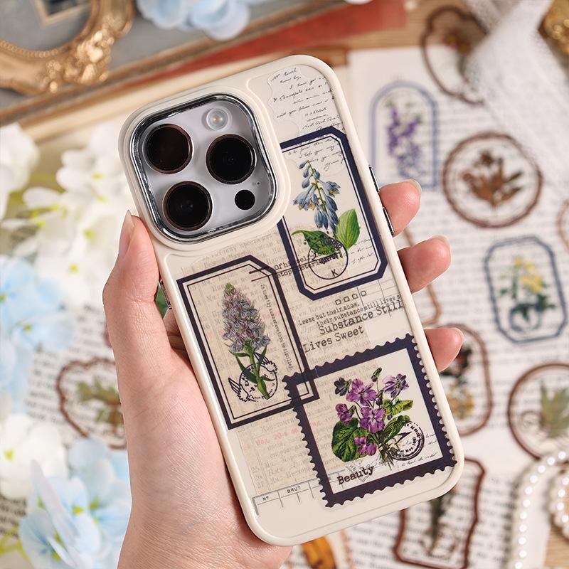 Vintage Flower Pattern Sticker, 30pcs set Waterproof Sticker, Decorative Sticker for Scrapbook, Diary, Handbook, Mobile Phone Cases