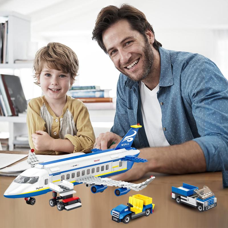 City Passenger Airplane Building Set, 6 IN1 Airplane Bricks Toy-Airbus, Creative Building Projects with Shuttle Bus,  Gift for Boy and Girl Ages 6+