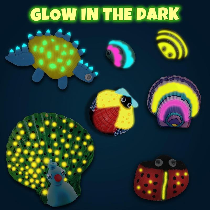 Christmas 2024 Gifts for Kids Nicmore Sea Shell Art & Crafts: Glow in The Darkness Painting Kits Crafts for Kid Gift for Boys Girls Art Supplies Activities Toy Gifts for Kids