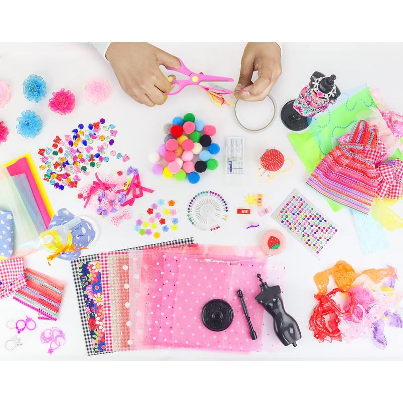 448 Pcs Fashion Design Kit for Girls Doll Accessories DIY Set Creativity DIY Arts & Crafts Toys with Mannequins Gift for 6-8 8-12 Year Old Girl