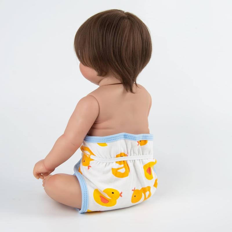 Reborn Baby Doll Diapers 4-Pieces for 17-22 Inch Reborn Dolls Adjustable Reusable Newborn Doll Diapers Accessories Cute Little Ducks Design