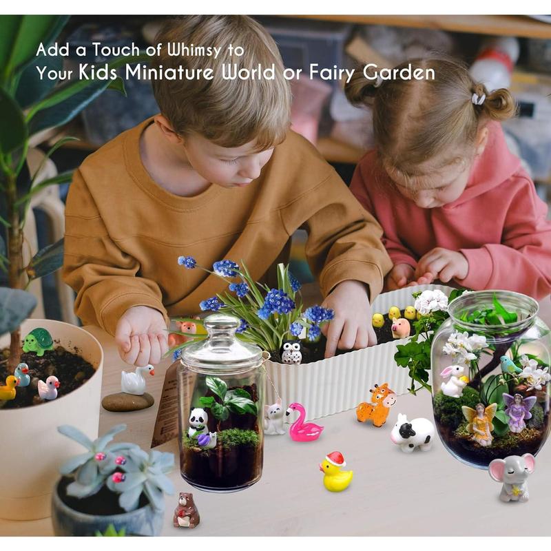 Mini Resin Animals Figures Set 100 Pieces for Miniature Garden Decor - Slime Charm for Craft - Tiny Resin Animal