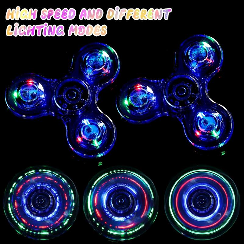 SCIONE 2Pack Fidget Spinners for Kids, LED Light up Sensory Fidget Toys for Kids Adults, Glow in The Dark Toys for Teens Boys Girls Halloween Classroom Prizes, ADHD Stress Anxiety Relief Fidgets