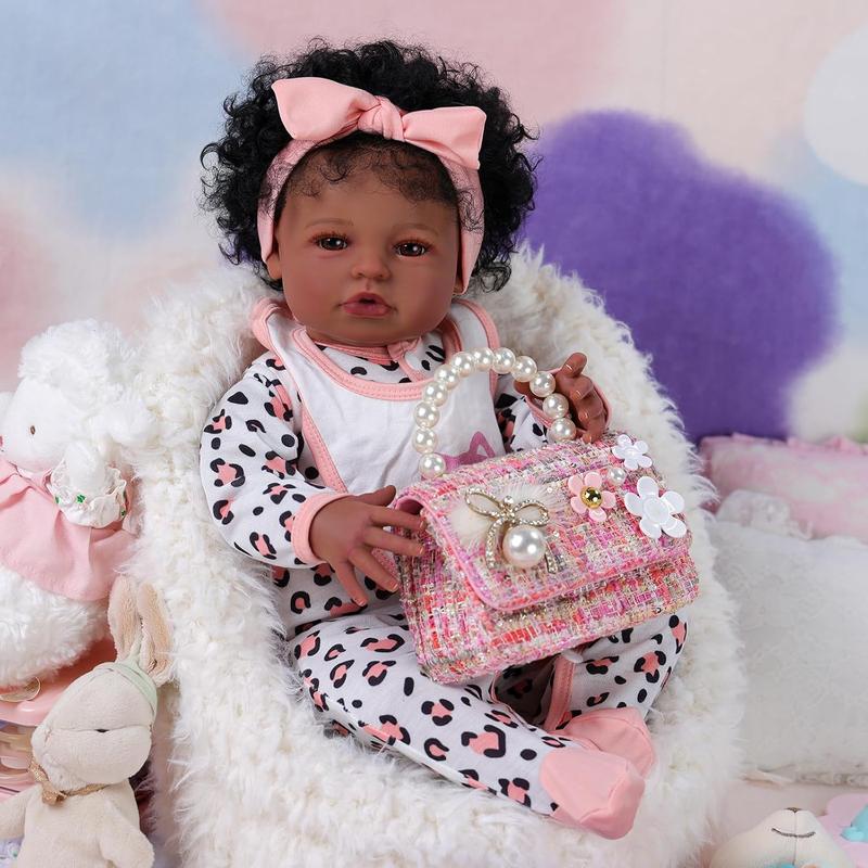 BABESIDE Lifelike Reborn Black Girl- 20-Inch Realistic Newborn Real Life Baby Dolls with Clothes and Toy Gift for Kids Age 3+ - Natalie