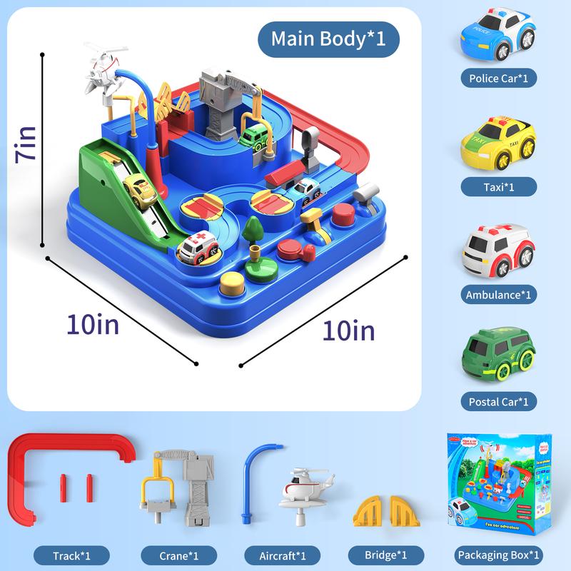 Race Adventure Car Tracks Rescue Toys with 4 Mini 6 Buttons