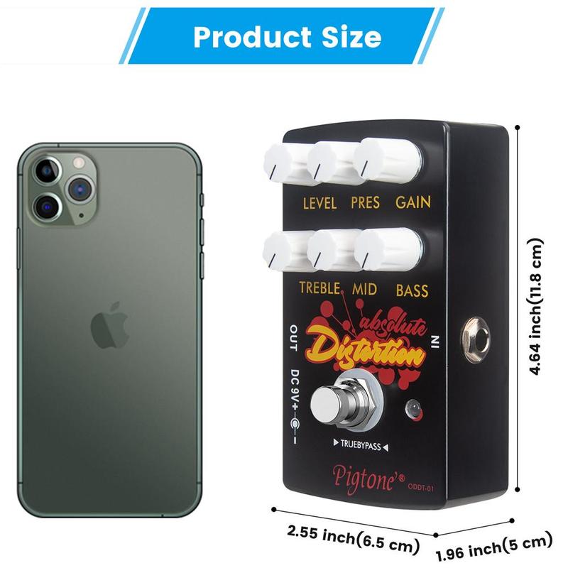 zinc Alloy Overdrive Guitar Effect Pedal Toy, Distortion Guitar Effect Pedal, DC 9V Analog True Bypass, Musical Instruments & Accessories, Stocking Fillers Gift