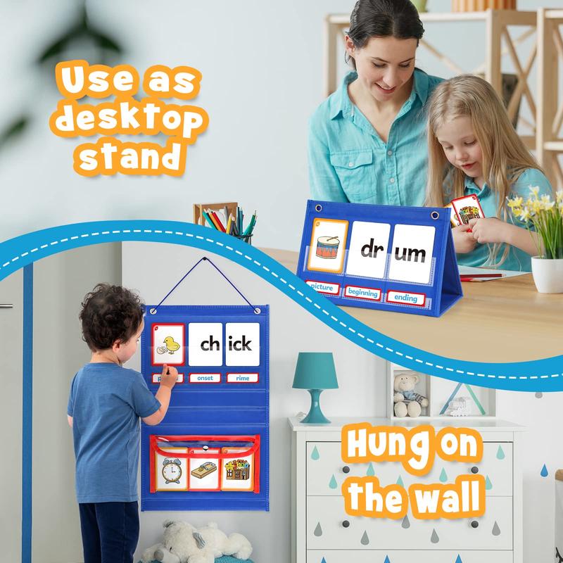 Torlam Blends & Digraphs Pocket Chart, Onset Rime Phonics Games Sight Word Flash Cards, Educational Spelling Reading Learning Blending Board