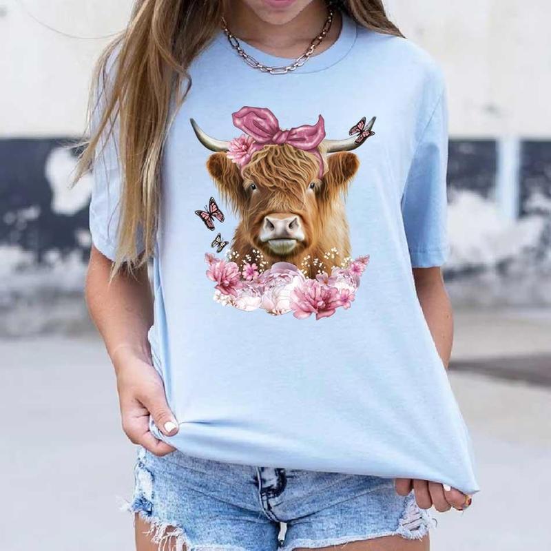 Cow Pattern Iron On T-Shirt Heat Transfer Sticker, 6 Counts DIY Washable Heat Press Sticker, Clothing Decoration Sticker