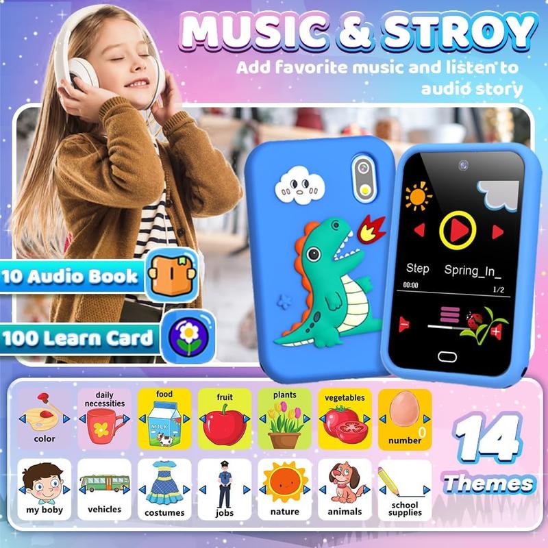 Unicorn Kid Toy Smart Phone for Boy Girl Age 3 4 5 6 7 8 with Dual Camera 28 Puzzle Game 8G TF Card Music Video Play Audible Story Knowledge Card Toddler...