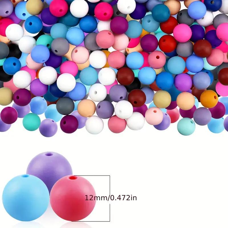 12mm Round Silicone Bead (100pcs), Mixed Color Bead, DIY Jewelry Making Supplies for Necklace Bracelet Keychain Earrings Pendants Crafts