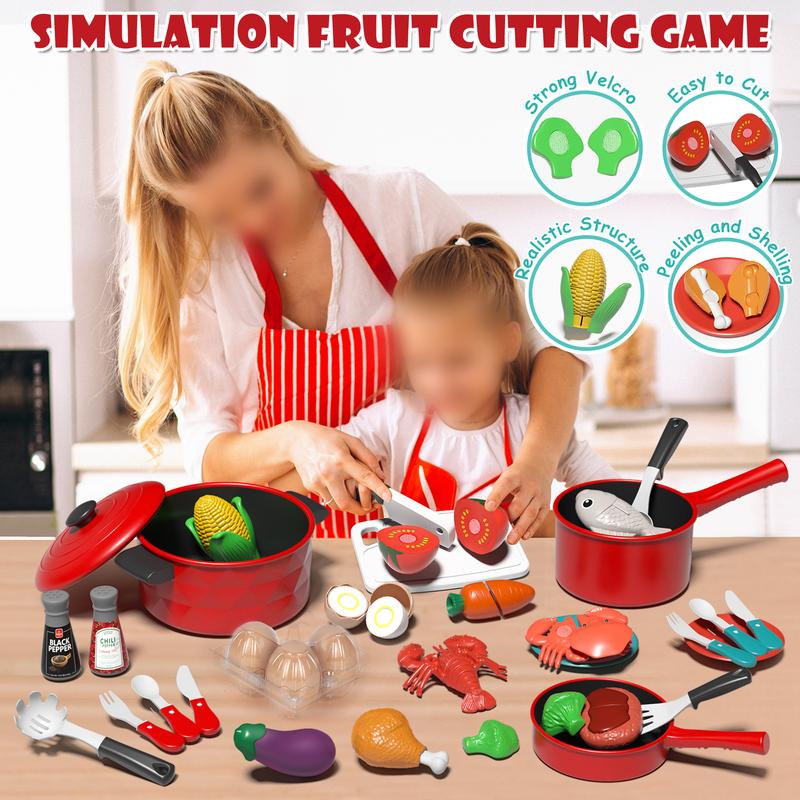 Lehoo Castle Play Kitchen Accessories for kids, Play Food Sets for Kids，Kitchen Playset with Pots and Pans Set，Preschool Learning Education Toys，Kitchen Playset，Pretend Cooking Play playfood play pretend coc in