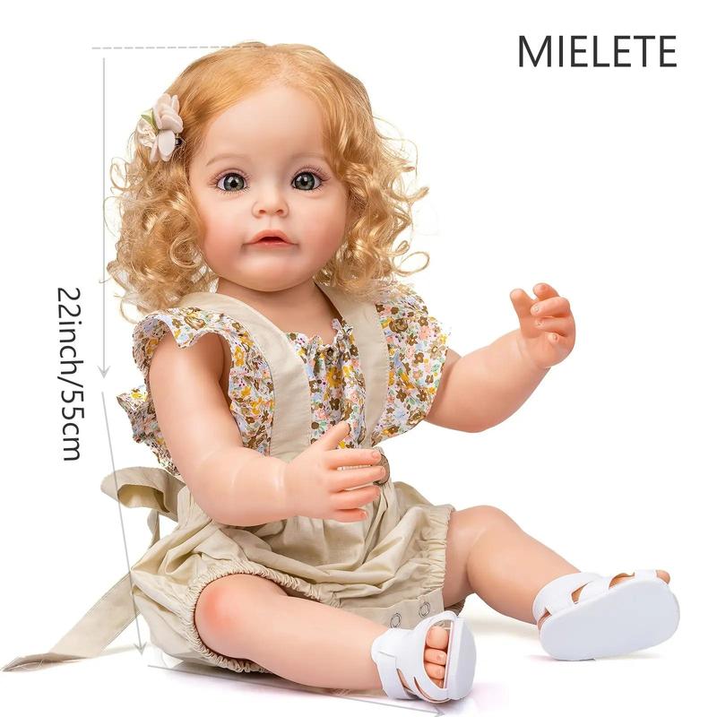 Realistic Reborn Girl Doll, 1 Box Cute Soft Silicone Newborn Doll, 22 Inch Alive Soft Cute Play House Toy, Handmade Gift for Child