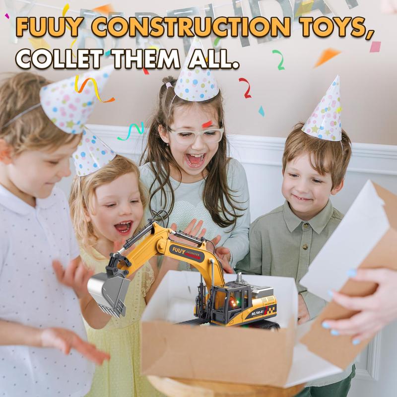 Remote control excavator toy with multi-channe!joystick and strong alloy bucket, birthday andChristmas gift for boys and girls white memorytraining and observation remote control excavator