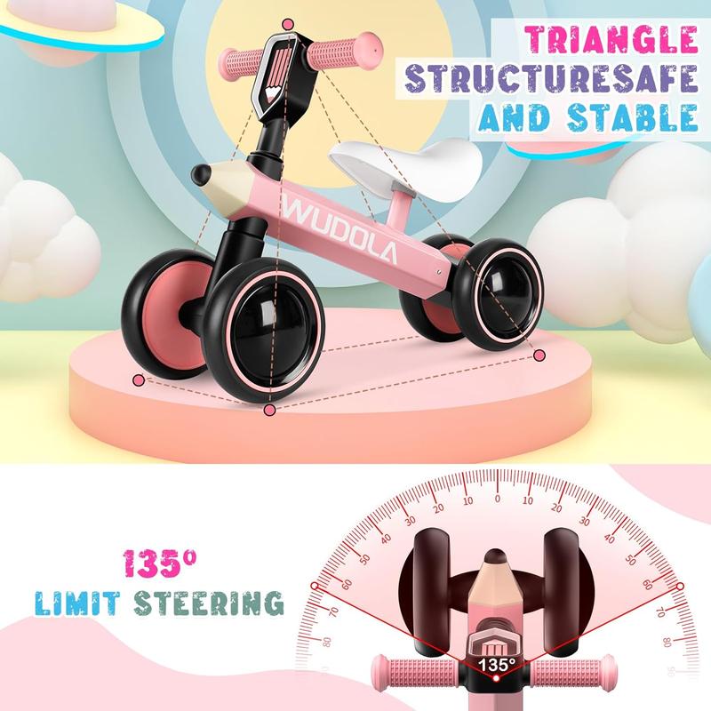 Baby Balance Bike for 1 Year Old, Birthday Gifts for Boys and Girls, No Pedal 4 Silence Wheels & Soft Seat First Bike, Baby Sports