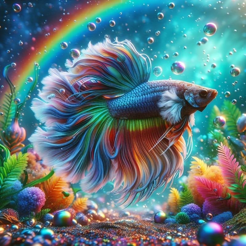 Colorful Fish Pattern DIY Diamond Arts Colorful Painting Without Frame, DIY Diamond Arts Colorful Painting Kit, DIY Decor Painting for Bedroom Living Room