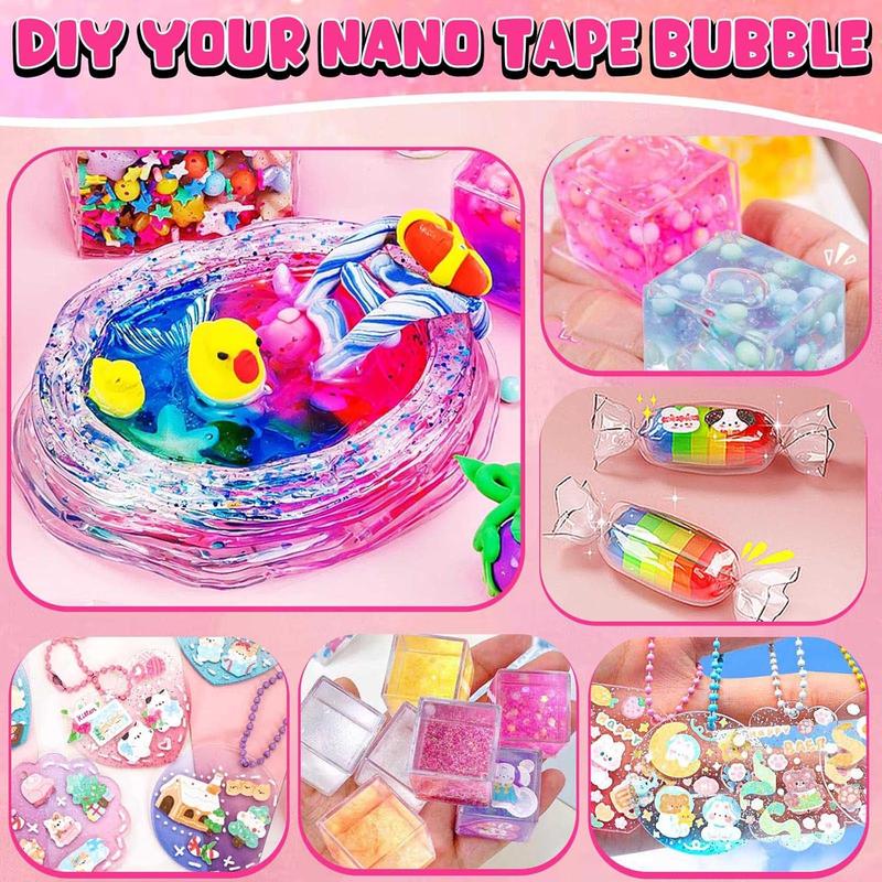 ZiZa Nano Tape Bubble Kit for Kids with Pink Box, Nano Tape Squishy Maker Kit, Nano Bubble Tape Kit, Nano Tape Bubbles